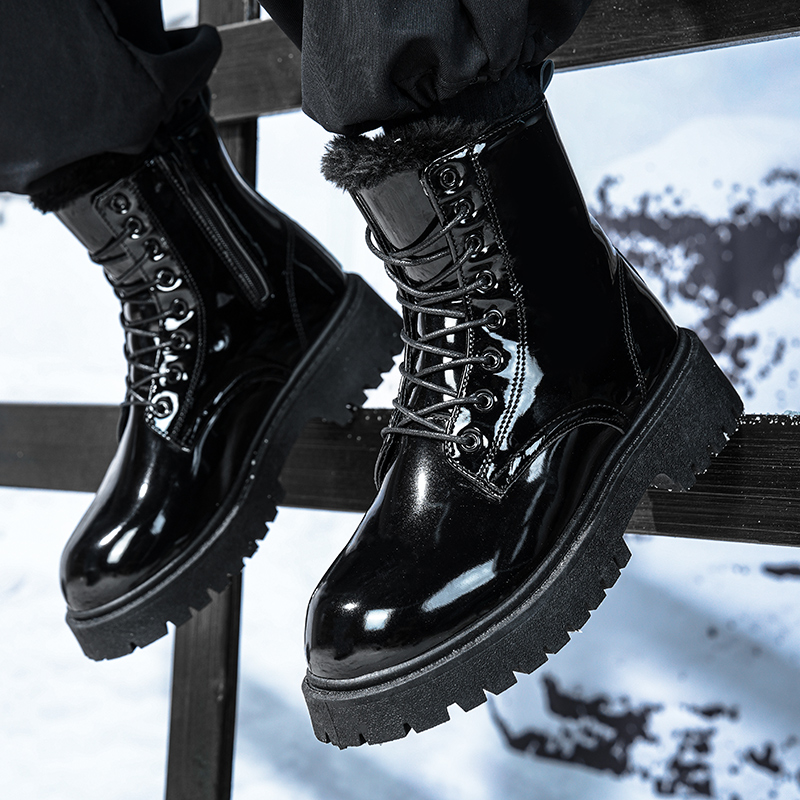 Men'S Fashion Plus - Sepatu bot tinggi pria berbahan bulu