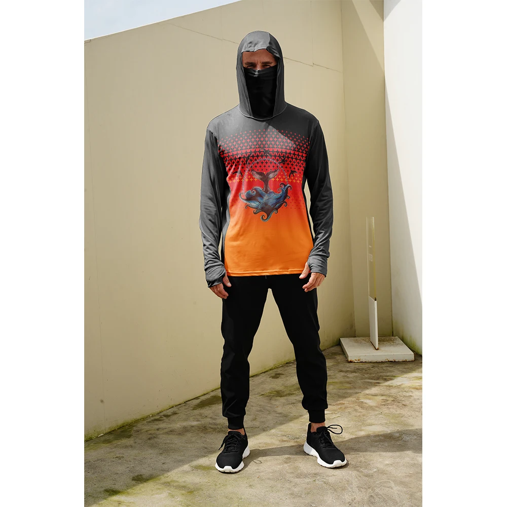 Mens Fashion Summer - Kaos Pancing Pria Pelindung Matahari Hoodie
