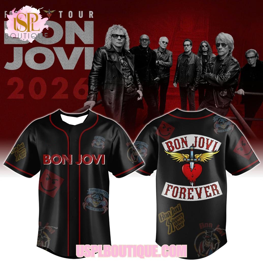 Mens Fashion Baseball Jersey - Jersey Baseball Hitam Bon Jovi 