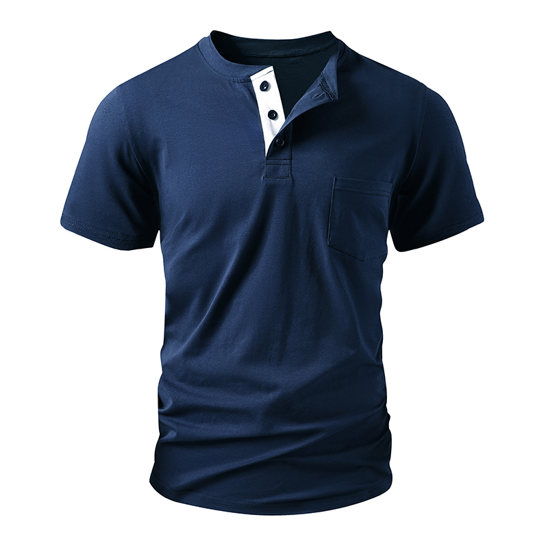 Men'S Fashion T Shirts - Kaus Henley Kaus Lengan Pendek Katun