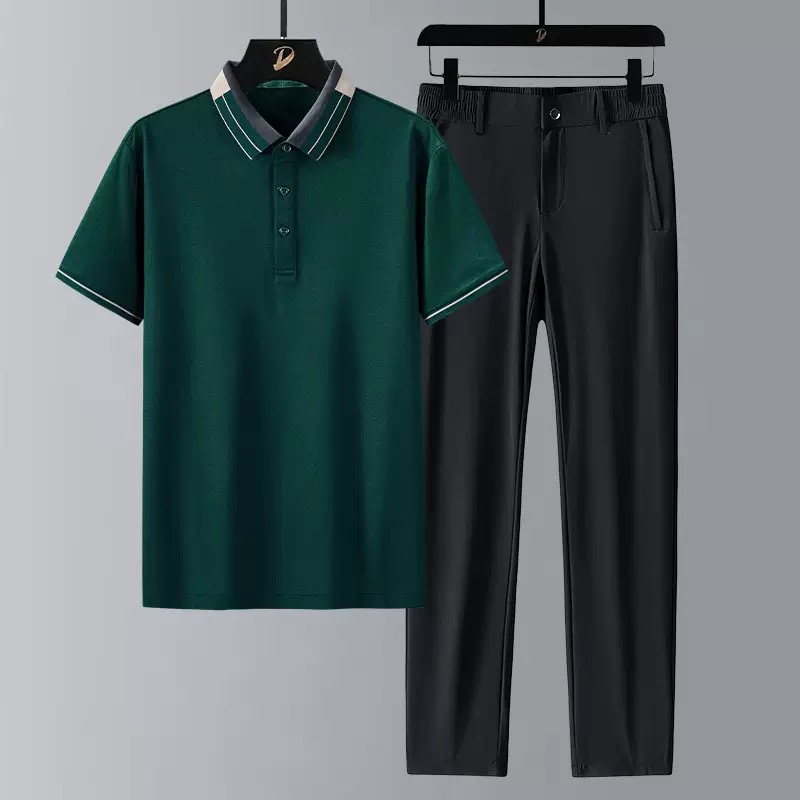 Men'S Fashion Plus - Set Kaos Polo Lengan Pendek Bahan