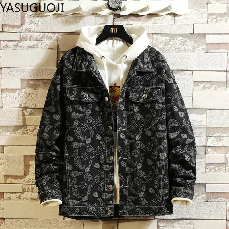 Men'S Fashion Jeans 2025 - Jaket Denim Cetak Antik Jepang Musim