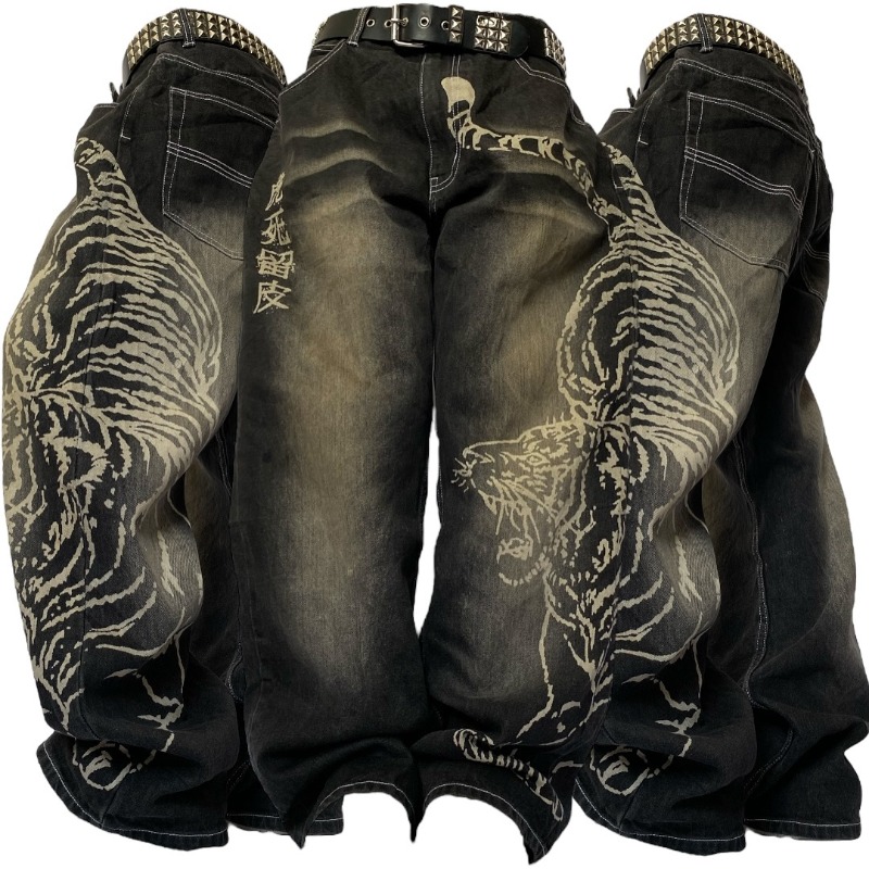 Men'S Fashion Jeans 2025 - Jeans Longgar Motif Pola Besar Baru