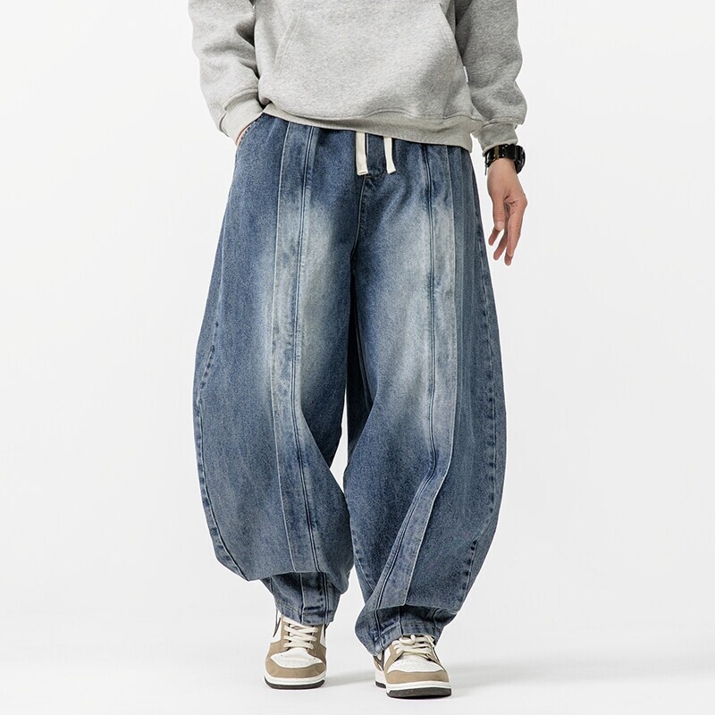 Men'S Fashion Jeans 2025 - Celana Harem Vintage pria, bawahan Denim