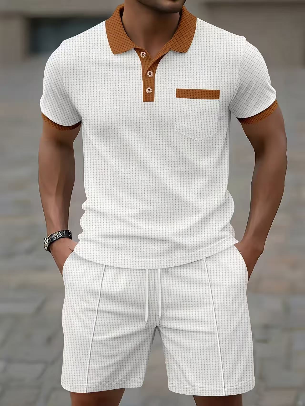 Men'S Fashion V Neck T Shirts - Setelan kaos polo lengan pendek musim