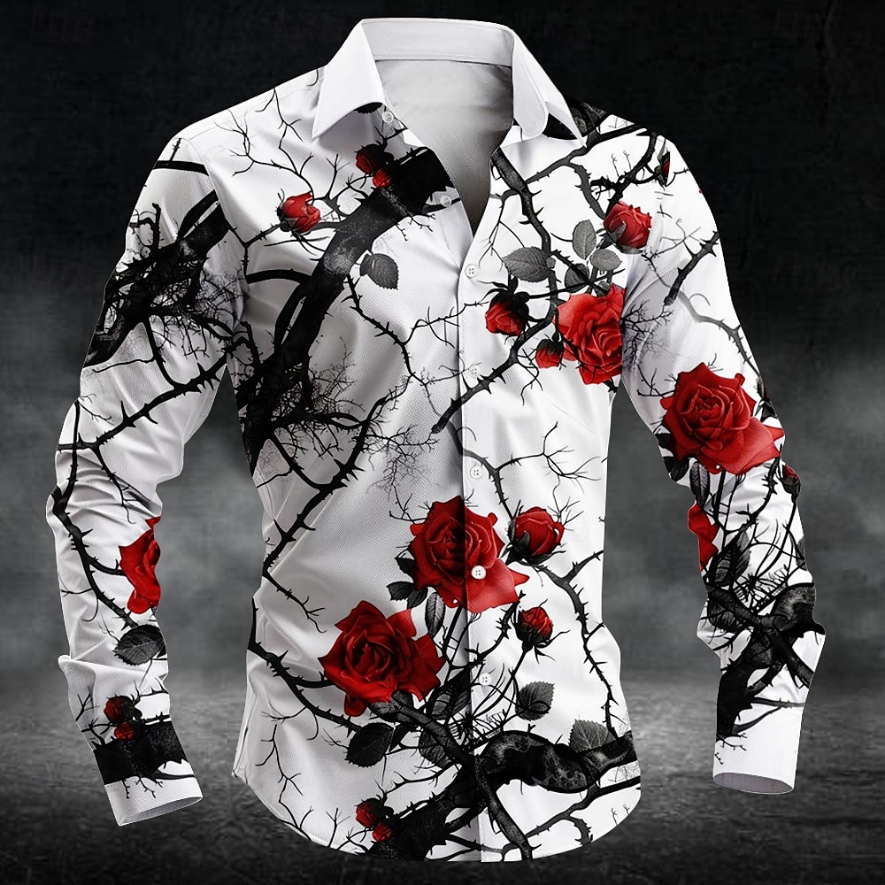 Mens Fashion Summer - Kemeja Pria Lengan Panjang Motif Bunga