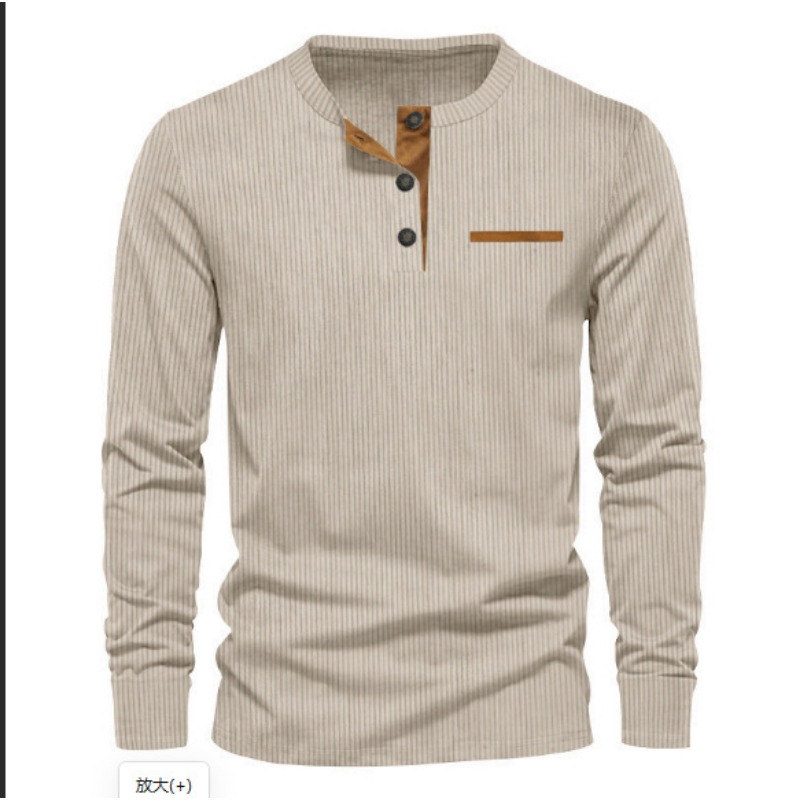 Men'S Fashion T Shirts - Kaos Henley Lengan Panjang Pria Bahan