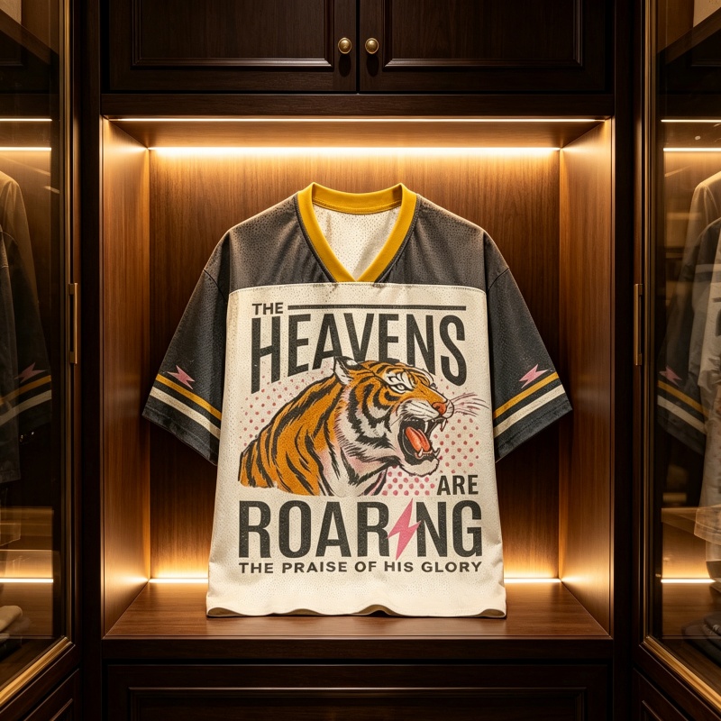 Men'S Fashion V Neck T Shirts - Kaus Cetak 3D Beast King Tiger