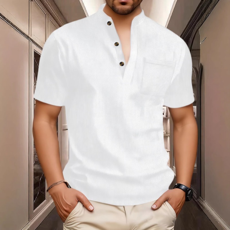Kaos Henley Lengan Pendek Kasu - Men'S Fashion T Shirts ulasan dan harga