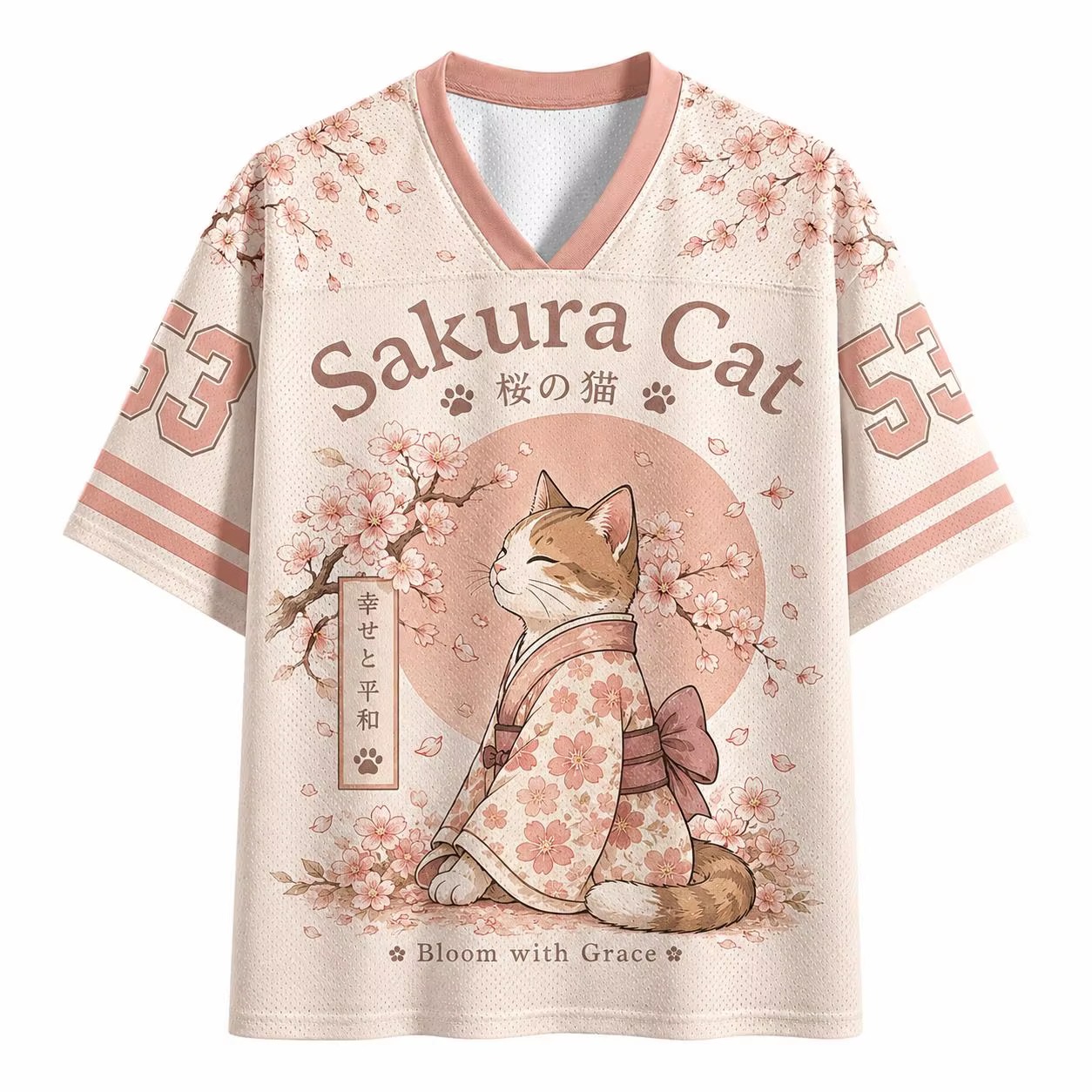 Kaos Sakura Tree Cat 2026 Fash - Men'S Fashion V Neck T Shirts ulasan dan harga