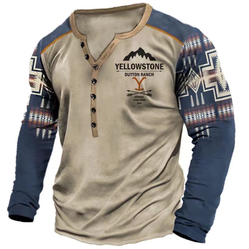 Kaos Henley Motif Tengkorak Mu - Men'S Fashion V Neck T Shirts ulasan dan harga