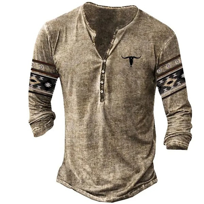 Kaos Henley Motif Tengkorak Mu - Men'S Fashion V Neck T Shirts ulasan dan harga