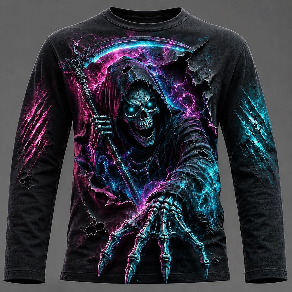 Kaos Pria Halloween dengan Gra - Mens Fashion Summer ulasan dan harga