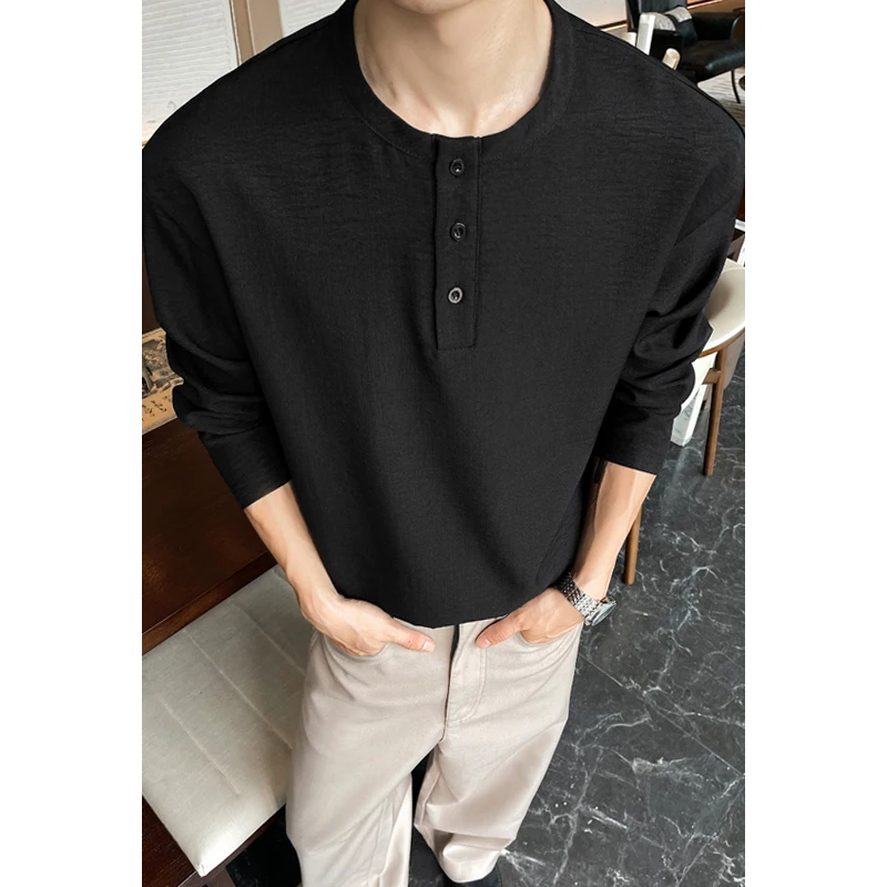 Kemeja Henley Kasual Pria Baha - Mens Fashion Summer ulasan dan harga