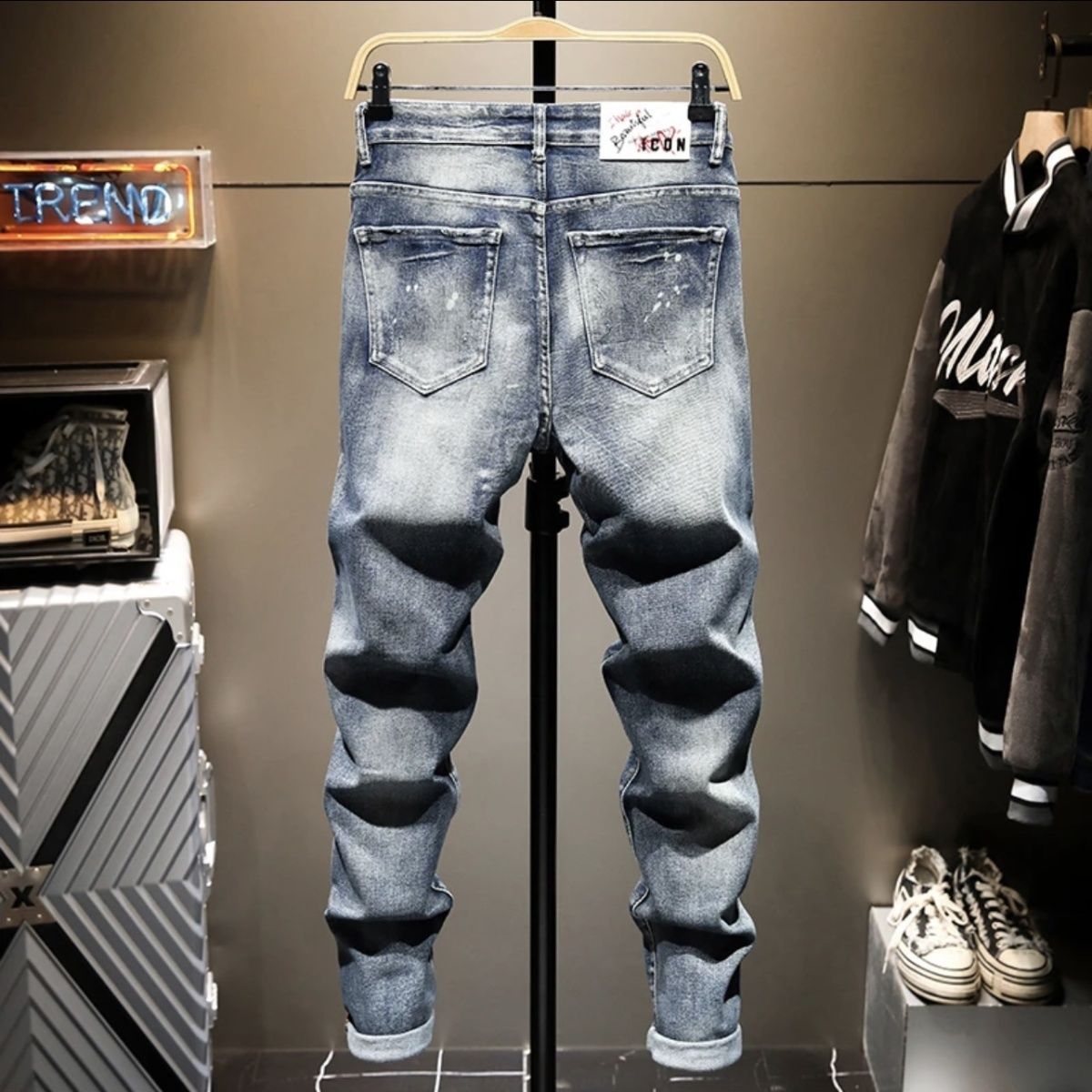 Celana Jeans Pria Bordir Sobek - Men'S Fashion Jeans 2025 ulasan dan harga