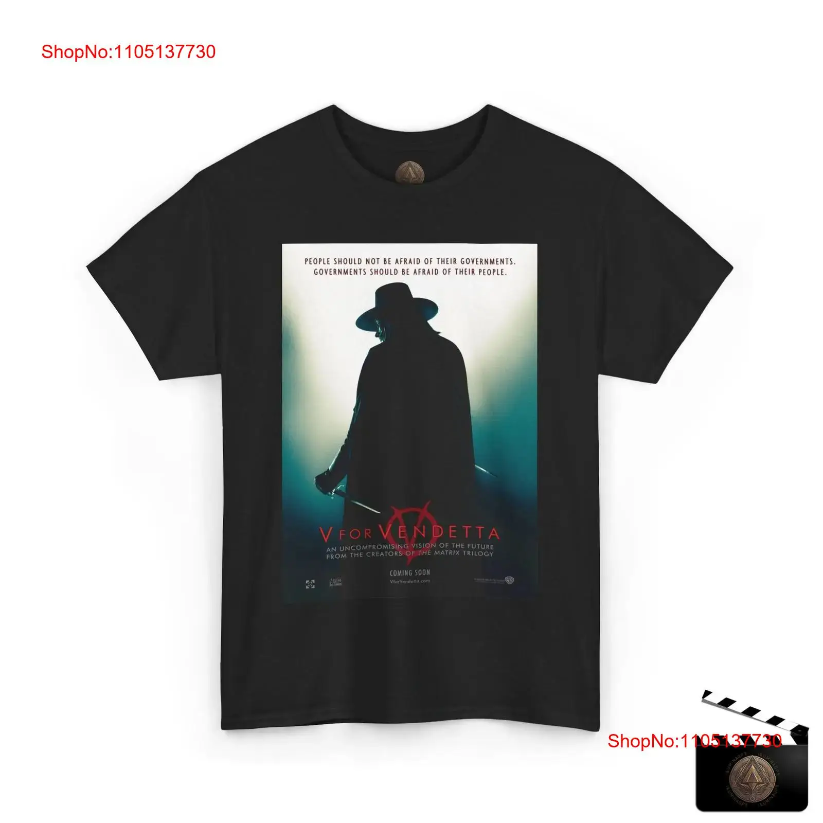 Kaos Poster Film Retro V For V - Men'S Fashion V Neck T Shirts ulasan dan harga