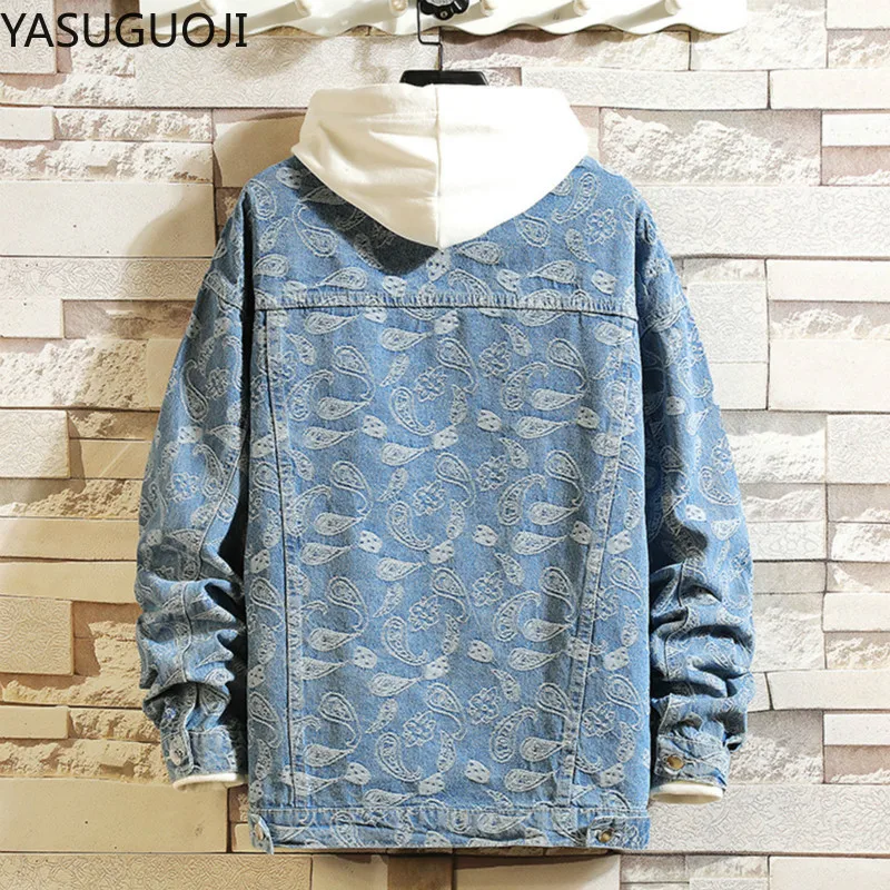 Jaket Denim Cetak Antik Jepang - Men'S Fashion Jeans 2025 ulasan dan harga