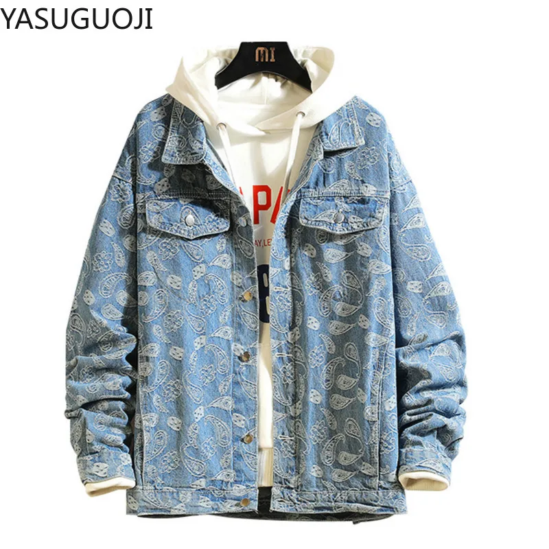 Jaket Denim Cetak Antik Jepang - Men'S Fashion Jeans 2025 ulasan dan harga
