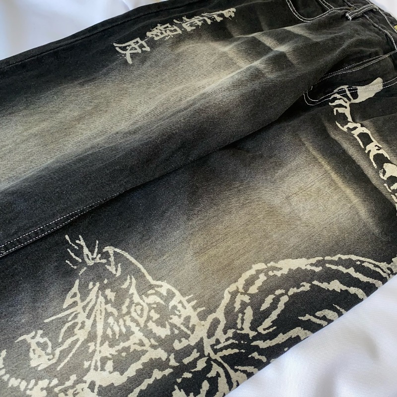 Jeans Longgar Motif Pola Besar - Men'S Fashion Jeans 2025 ulasan dan harga